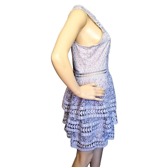 Express Little Blue Dress Lace Sleeveless Womens Layered Size 12 - Picture 4 of 10